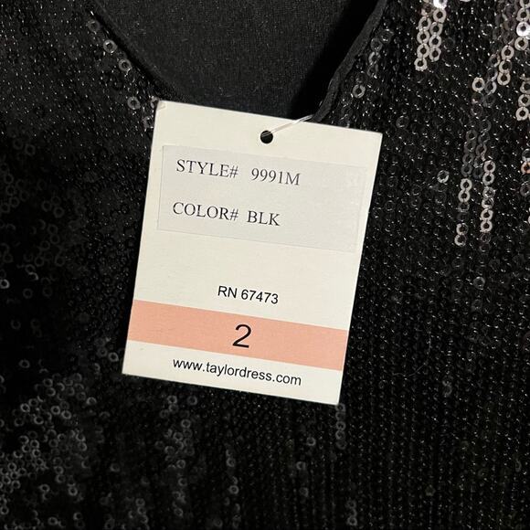 Taylor Black Sequined Dress NWT - Picture 6 of 8